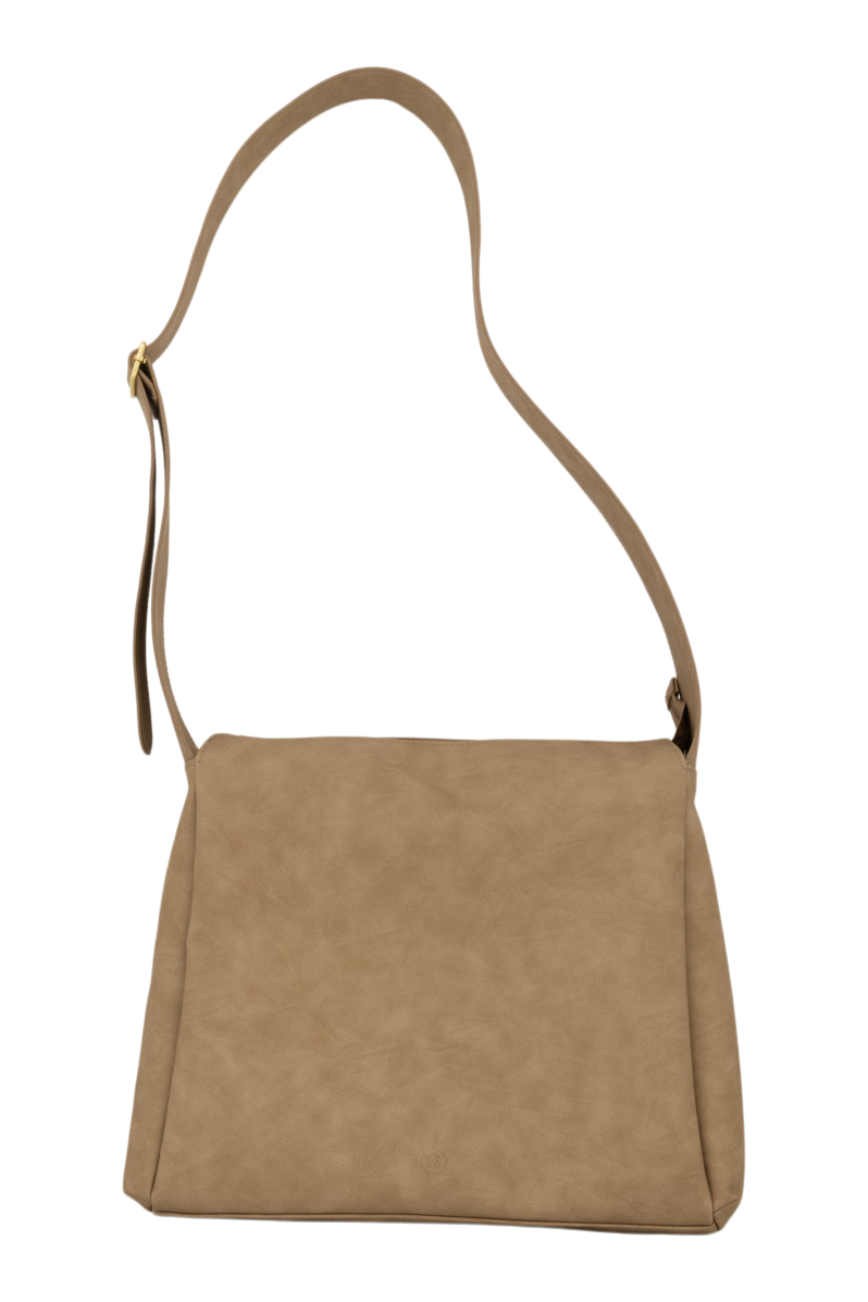 Zusss | Schultertasche mit breitem Riemen, taupe