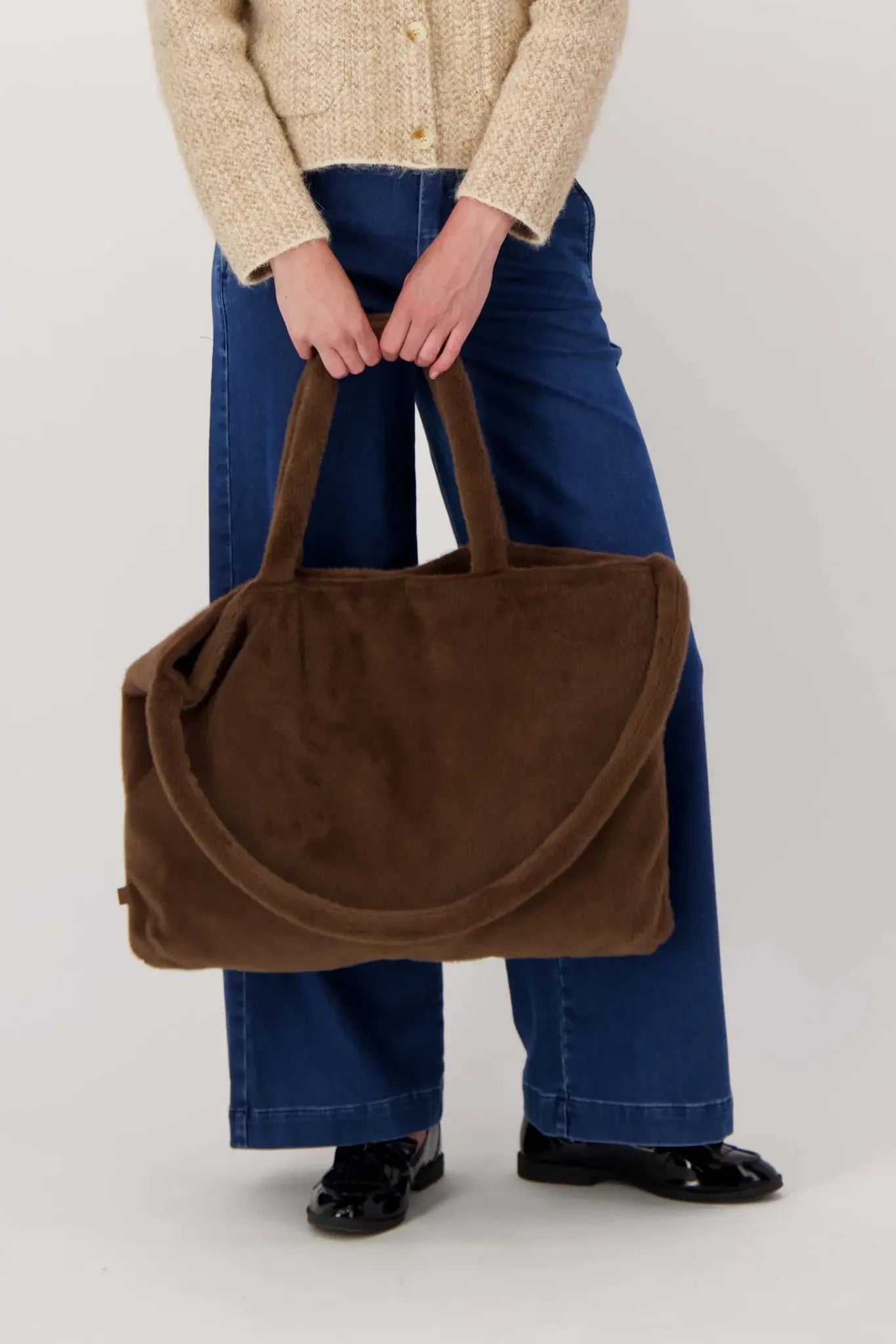 Zusss | Shopper aus Kunstpelz, schokoladenbraun