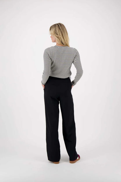 Zusss | Top rib met streep zwart