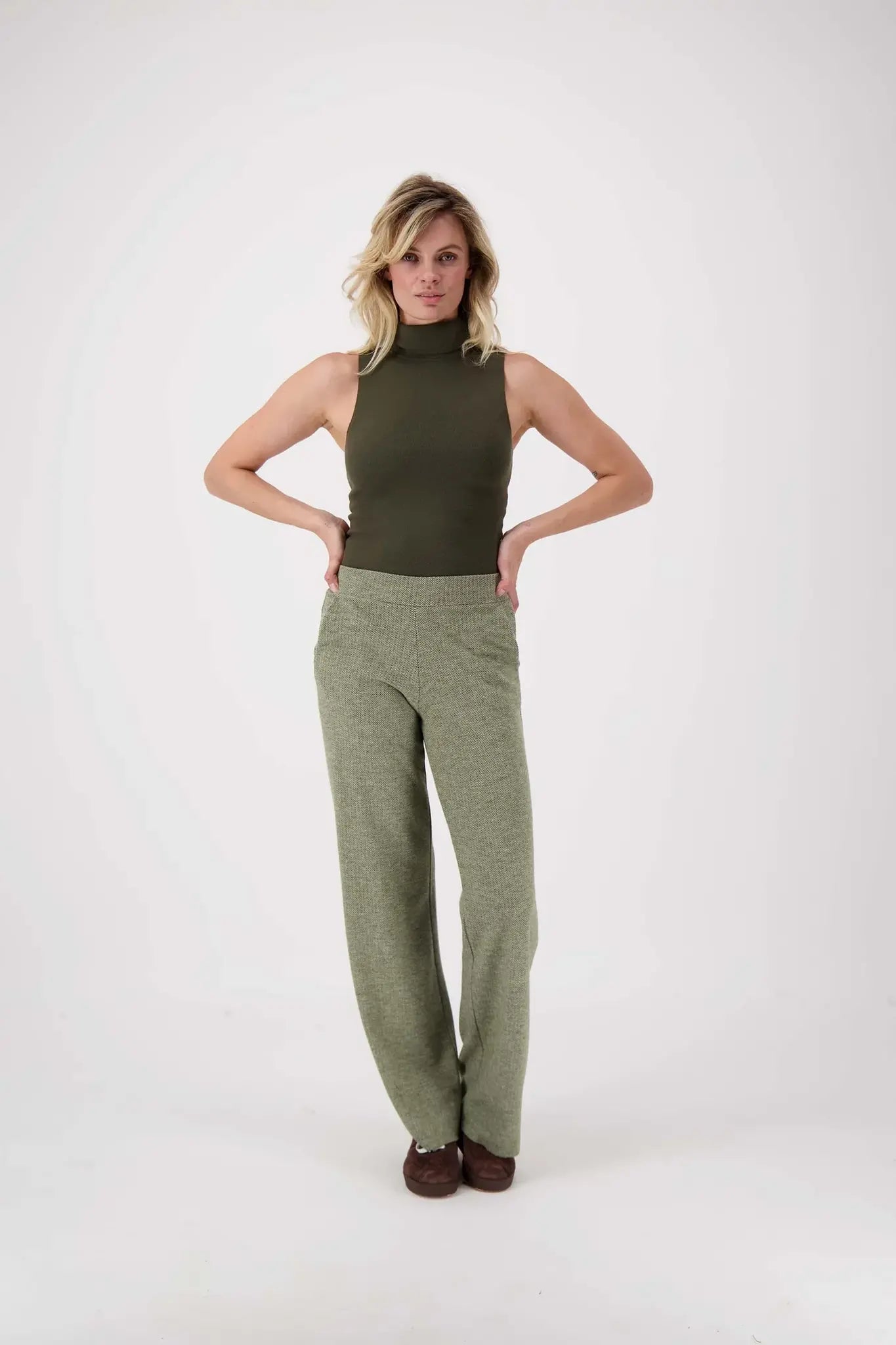 Zusss | Broek visgraat moss green