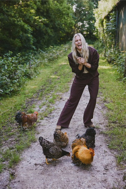 Zusss | Schokoladenbraune Nadelstreifenhose