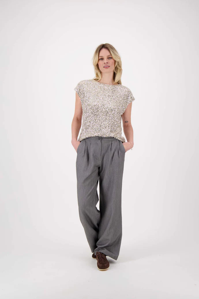 Zusss | Broek met plooien middengrijs