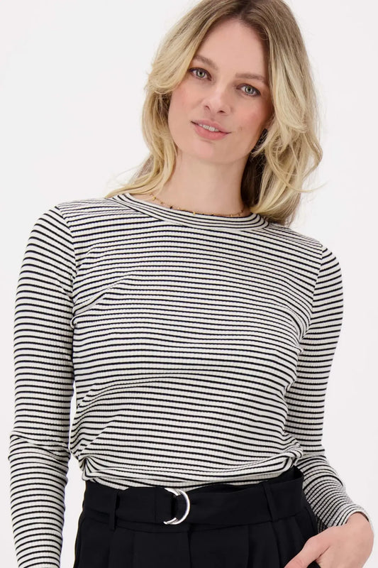 Zusss | Top rib met streep zwart