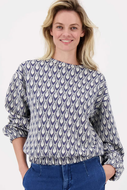 Zusss | Sweater van jacquard stof navy
