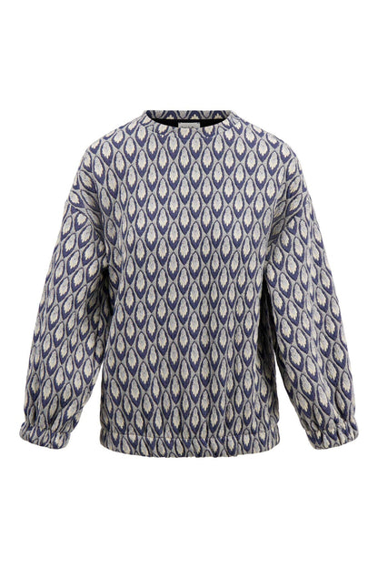 Zusss | Sweater van jacquard stof navy