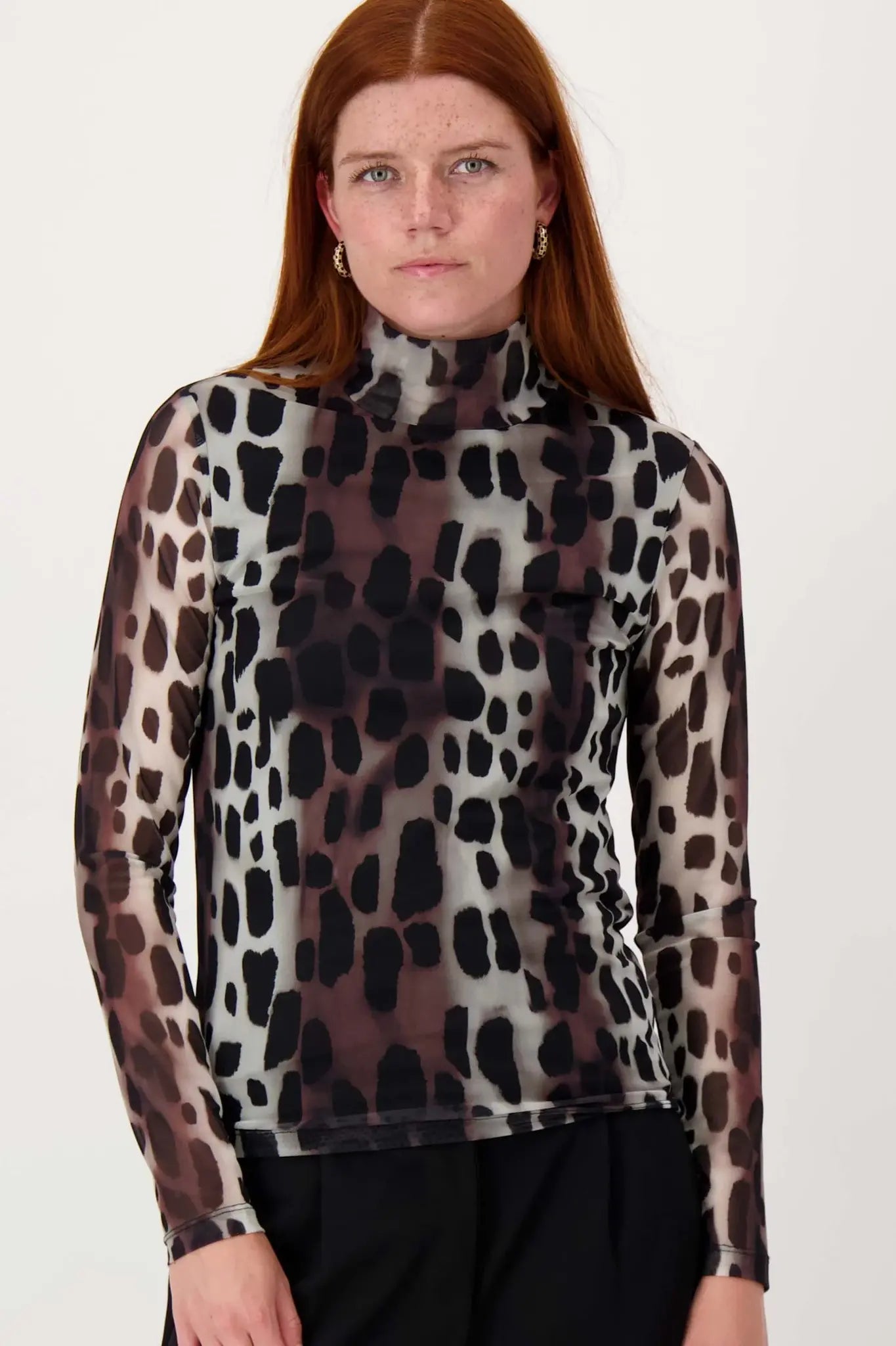 Zusss | Top mesh met giraf print