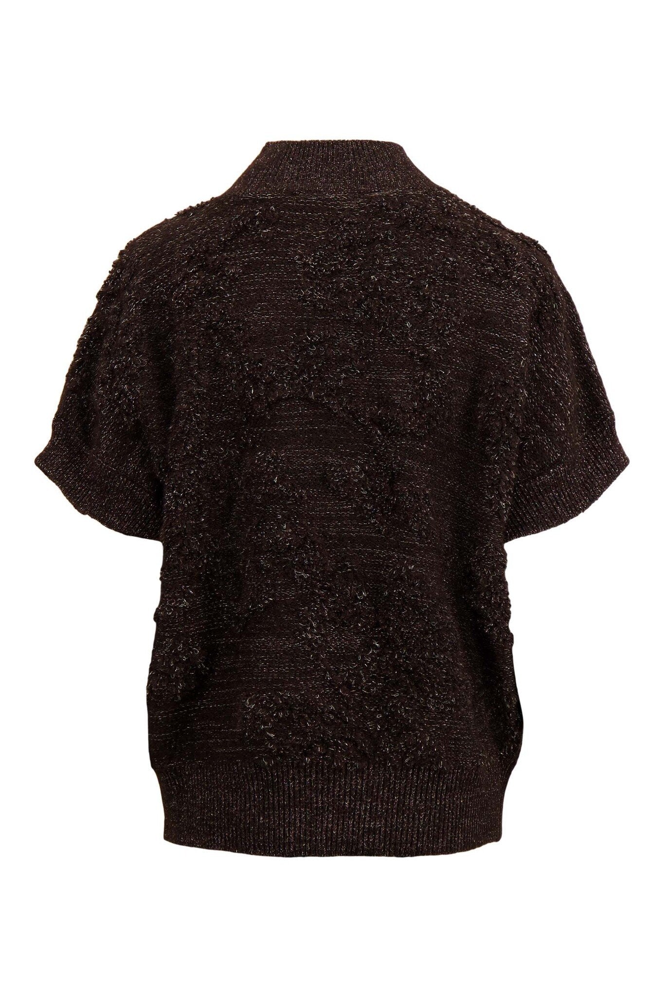 Zusss | Mouwloze trui met lurex chocoladebruin