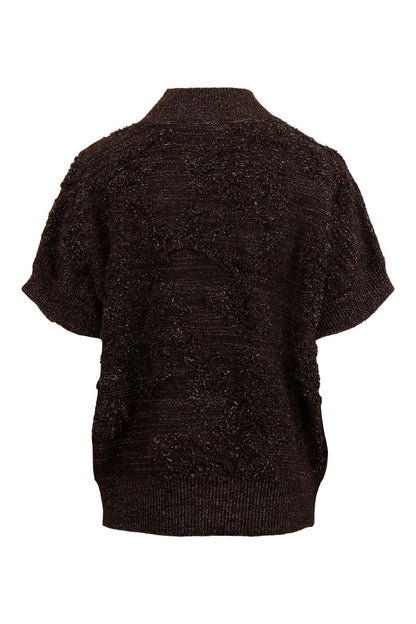 Zusss | Mouwloze trui met lurex chocoladebruin