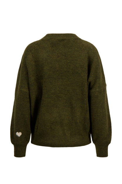 Zusss | Trui met hartje moss green/kit