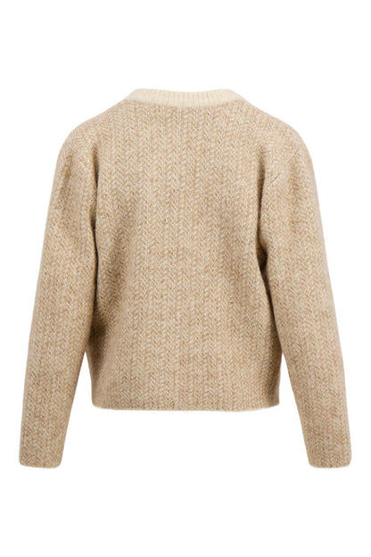 Zusss | Vest jacquard met visgraat structuur beige