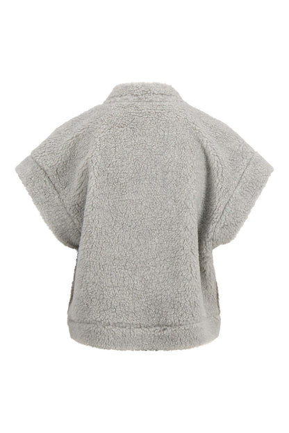 Zusss | Gilet teddy kort middengrijs