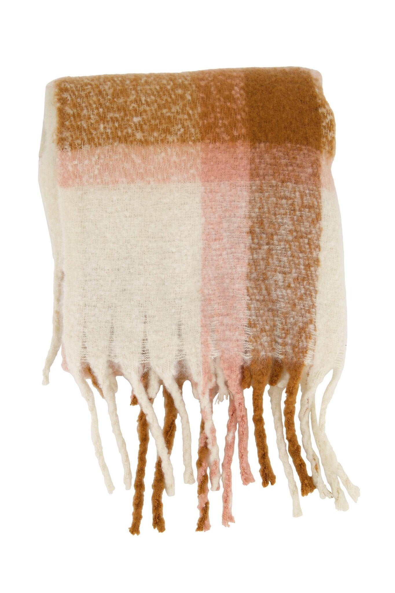 Zusss | Sjaal boucle met ruit caramel