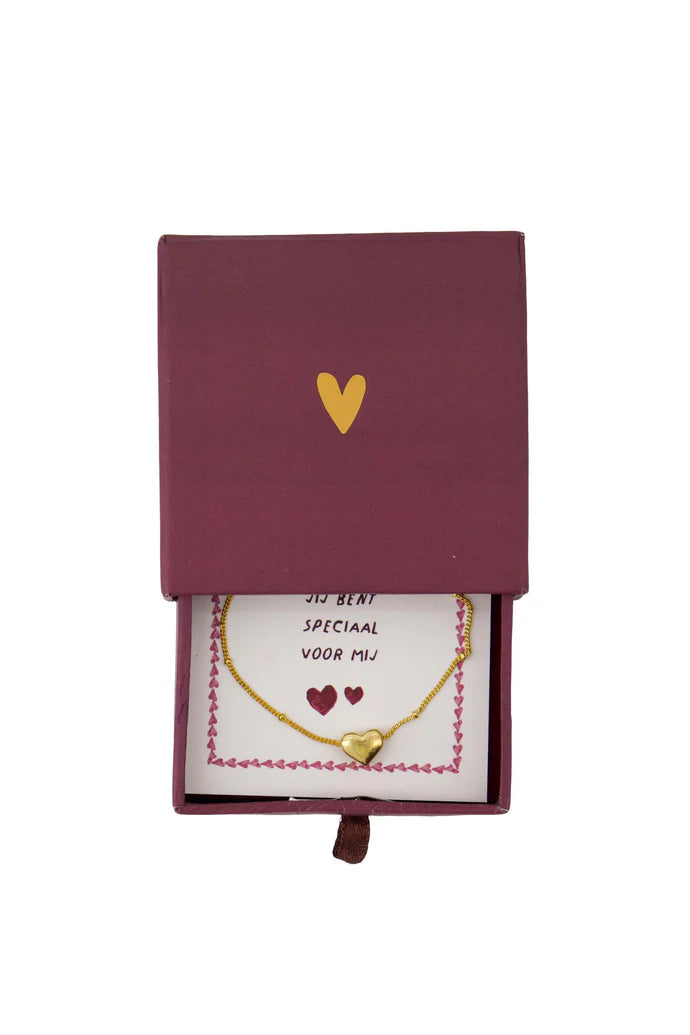 Zusss | Herzarmband in Schiebebox, Spezialrot