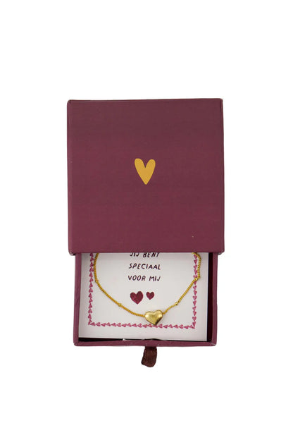 Zusss | Herzarmband in Schiebebox, Spezialrot