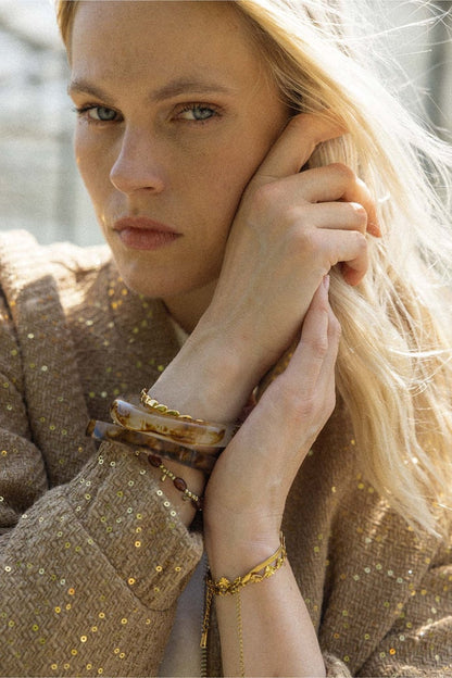 Zusss | Armband met structuur hartjes goud