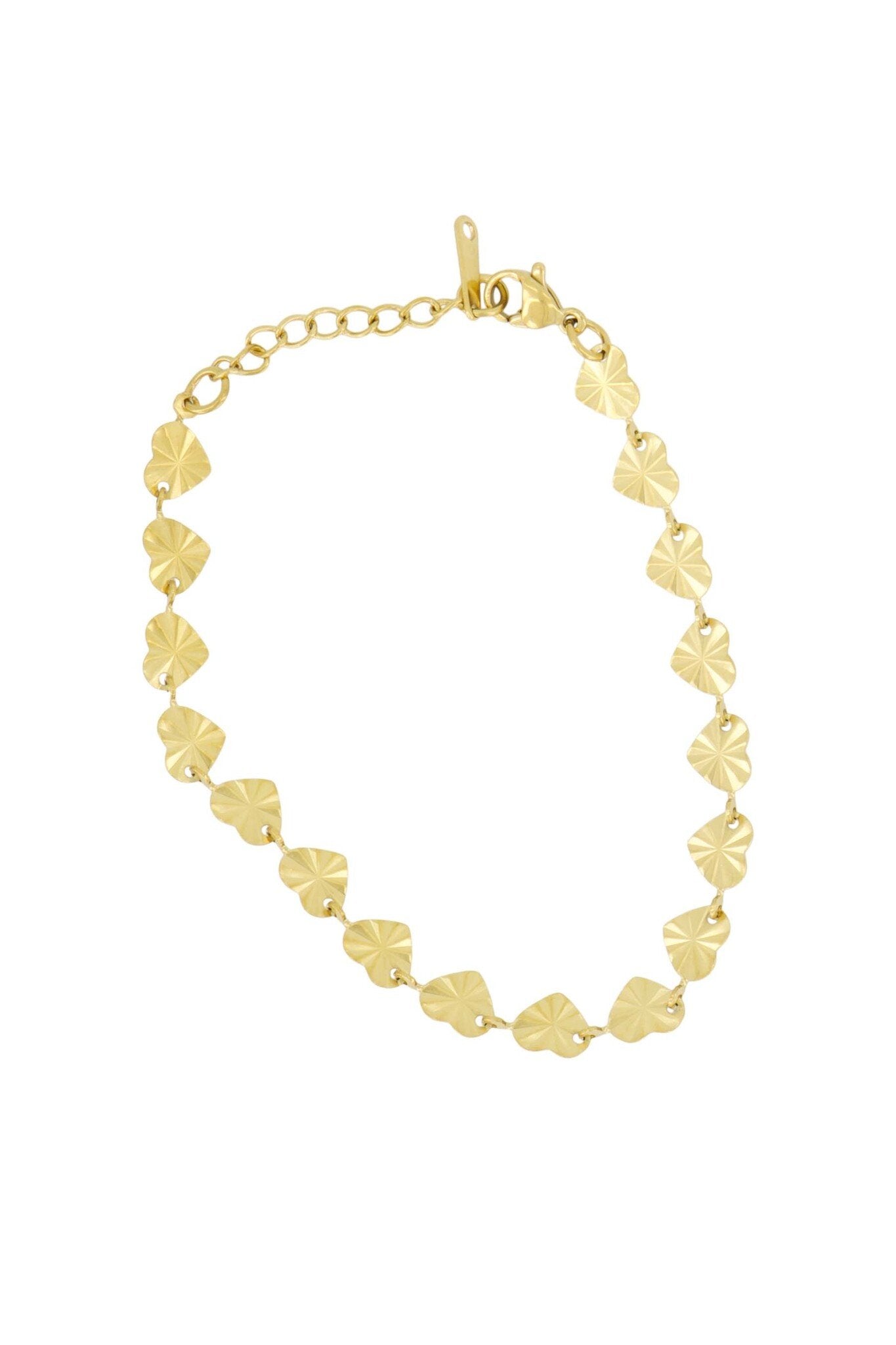 Zusss | Armband mit strukturierten Herzen aus Gold