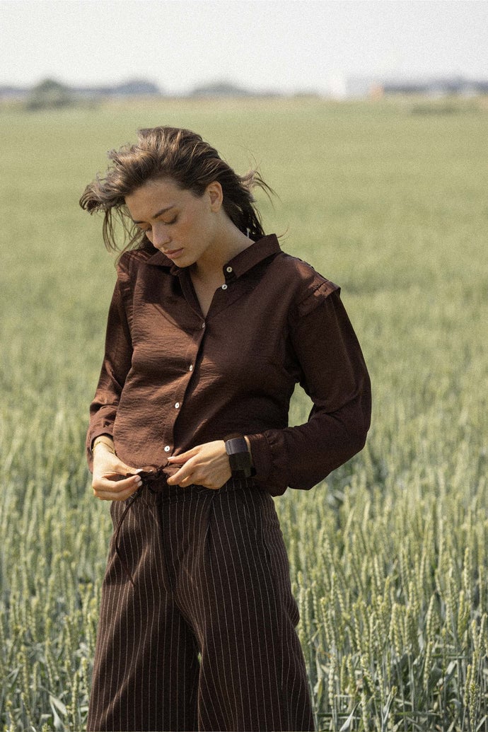 Zusss | Armband brede kralen chocoladebruin