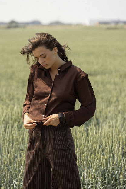 Zusss | Armband mit breiten Perlen, schokoladenbraun