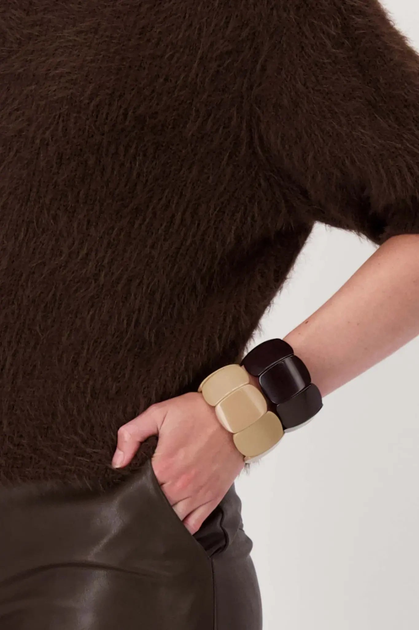 Zusss | Armband brede kralen humus