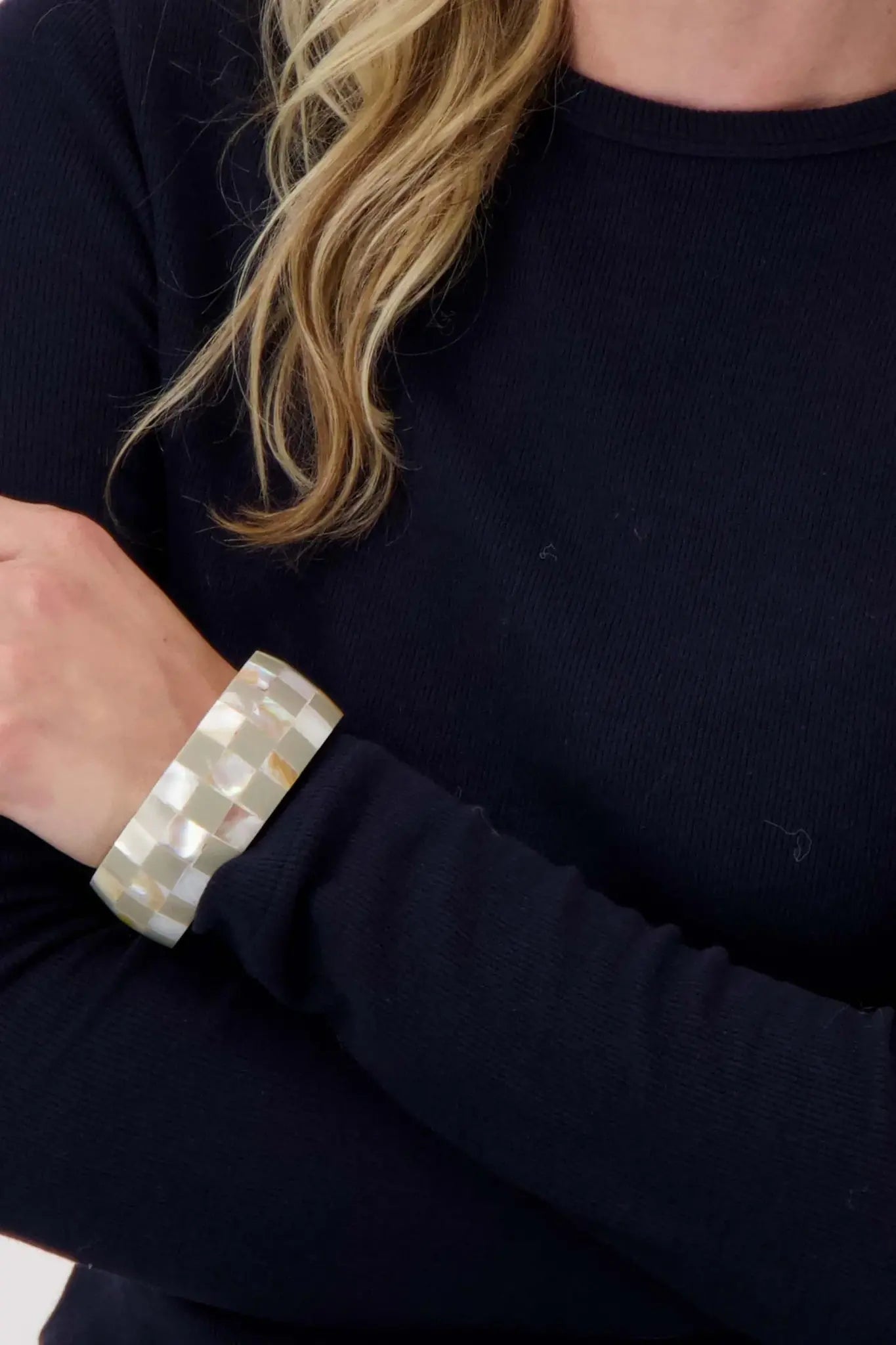Zusss | Armband, breiter Block, cremeweiß