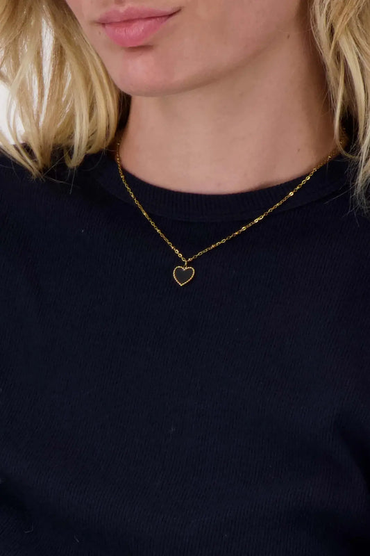Zusss | Ketting hartjes bedel zwart goud