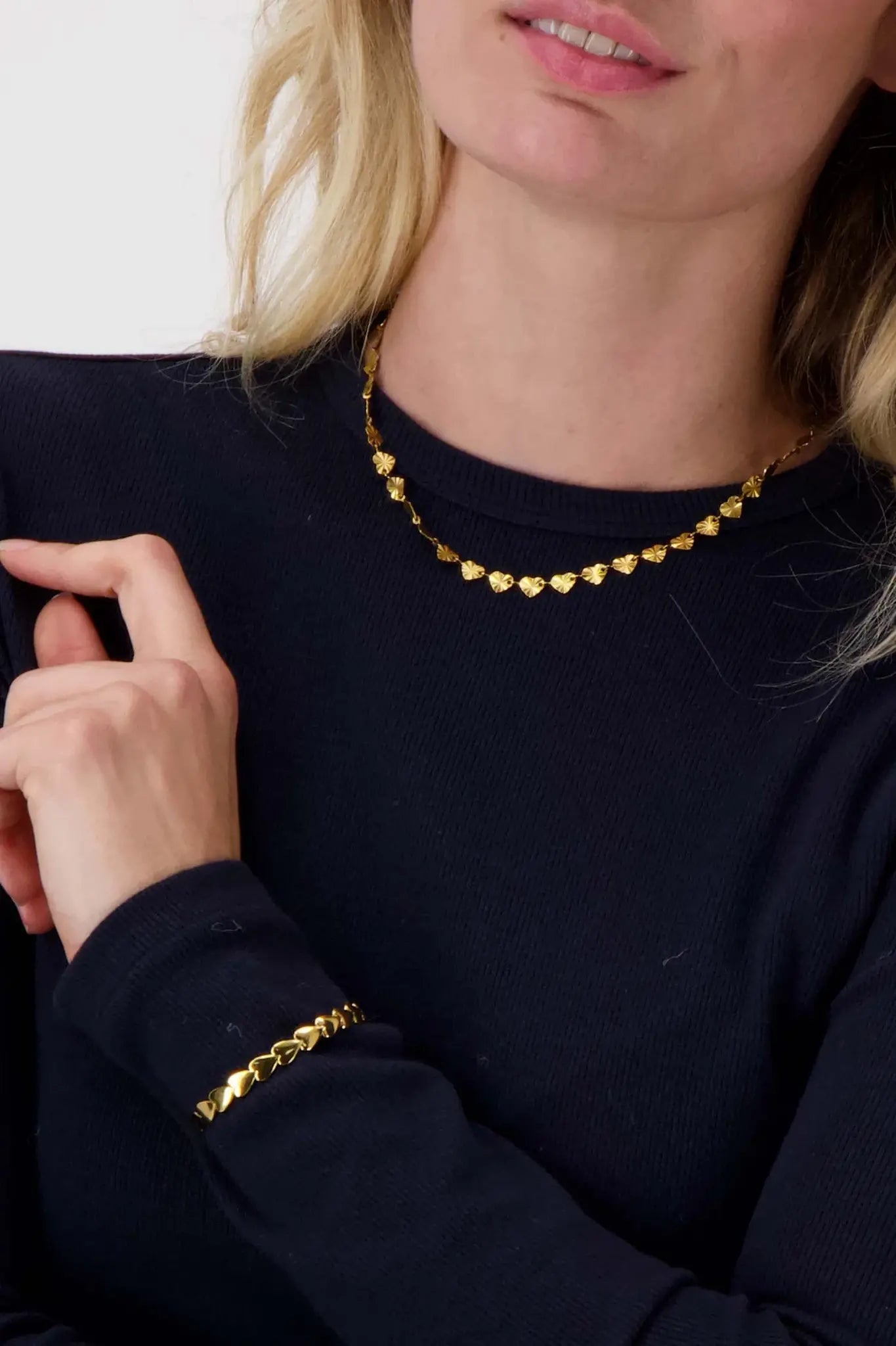 Zusss | Kettenstruktur Herzen Gold