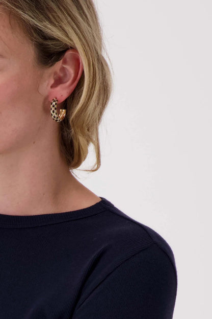 Zusss | Oorbellen blok patroon kit/mid brown