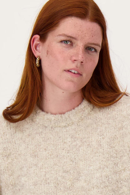 Zusss | Oorbellen blok patroon kit/mid brown