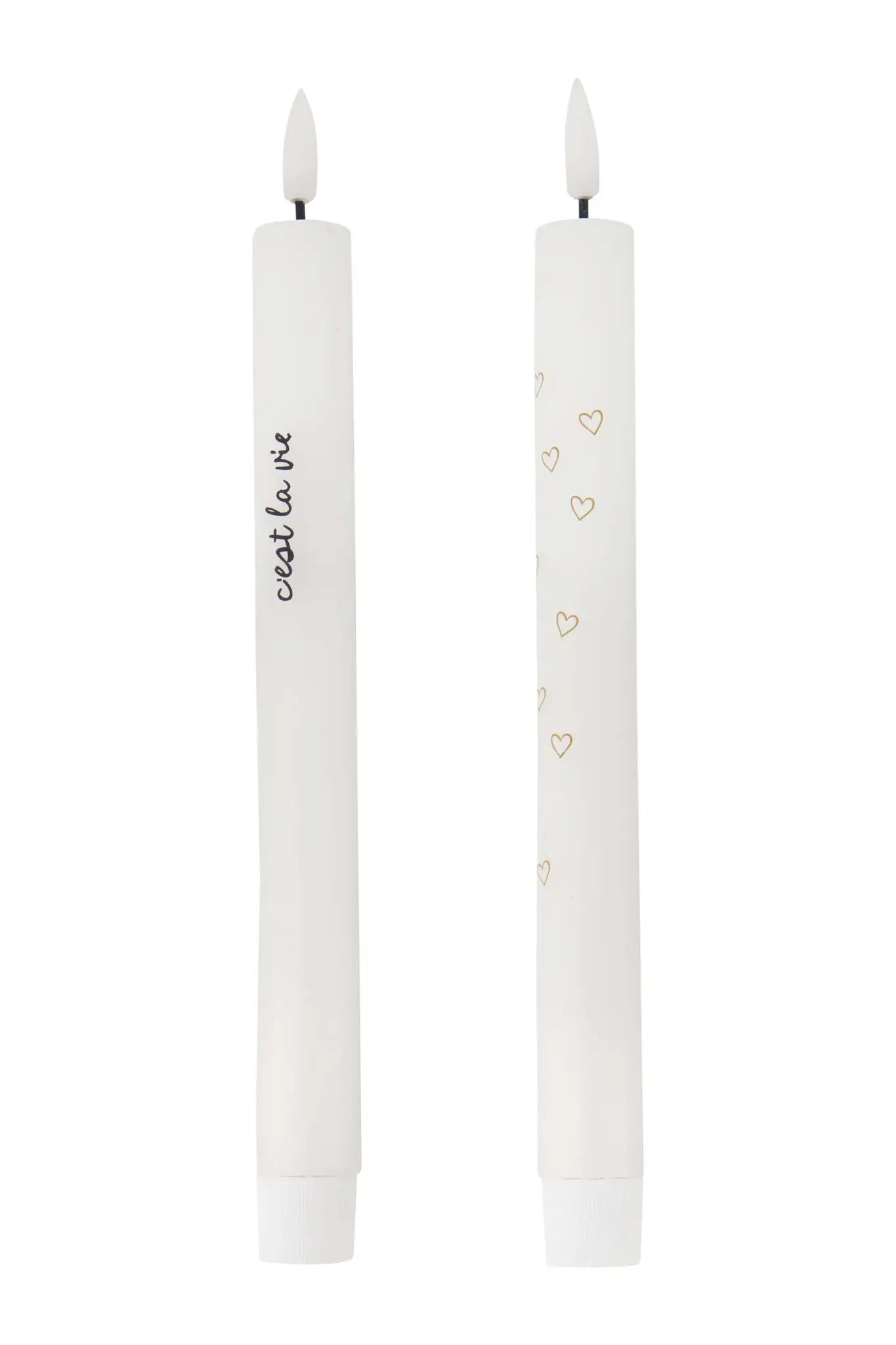 Zusss | Set mit 2 LED-Kerzen „C'est la vie“ weiß/schwarz