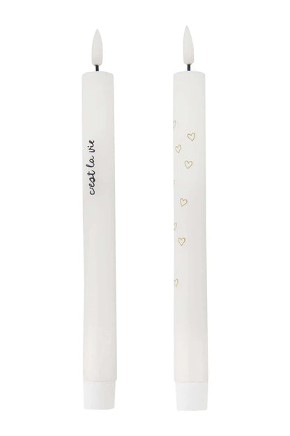 Zusss | Set mit 2 LED-Kerzen „C'est la vie“ weiß/schwarz