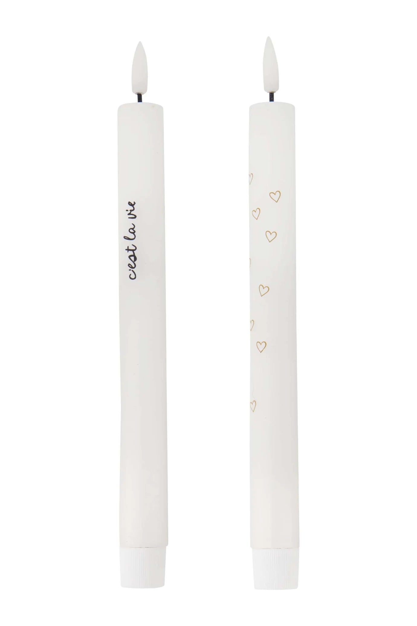 Zusss | Set van 2 ledkaarsen c'est la vie wit/zwart