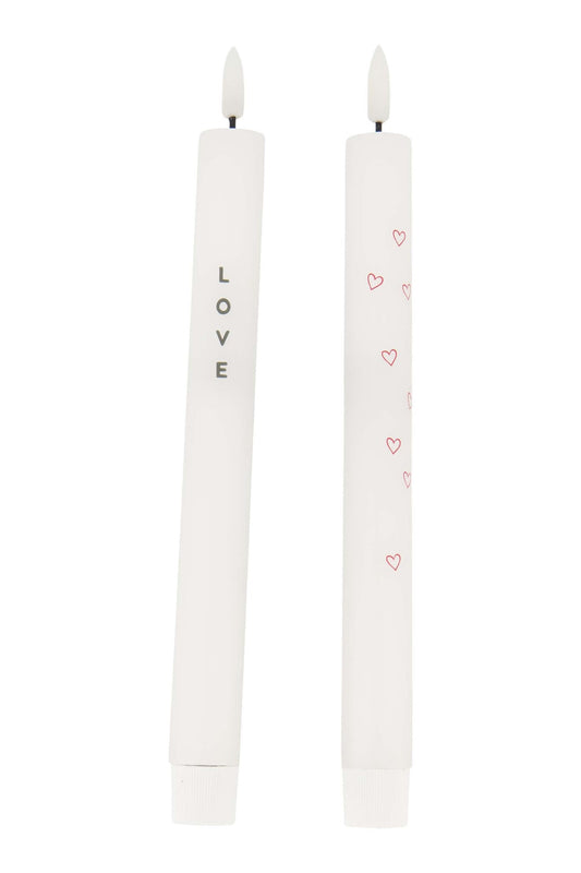 Zusss | Set van 2 ledkaarsen love wit/groen/rood
