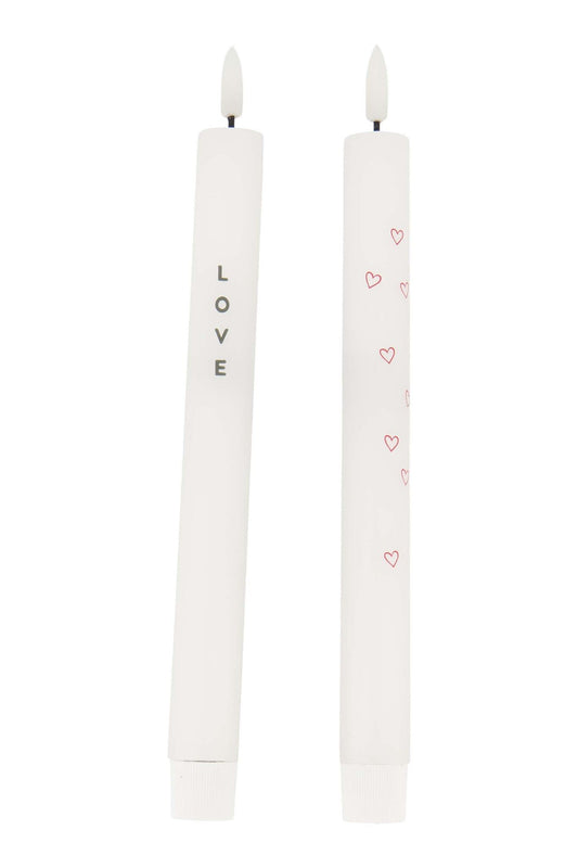 Zusss | Set van 2 ledkaarsen love wit/groen/rood