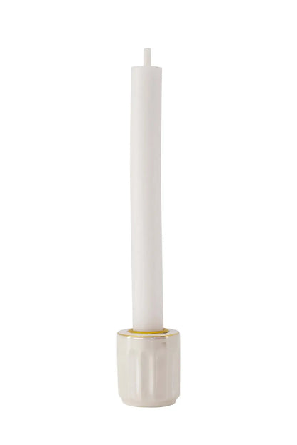 Zusss | Kandelaar keramiek parelmoer ribbel wit goud