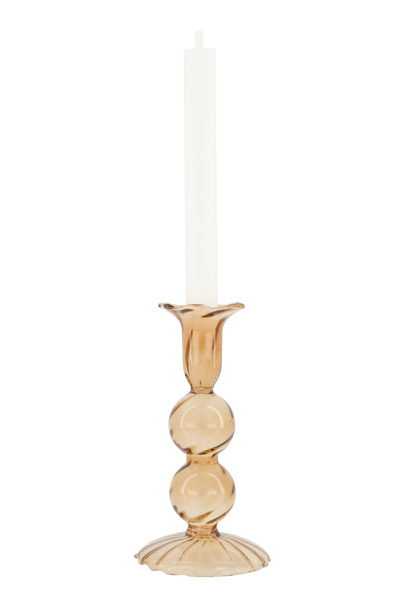 Zusss | Kandelaar glas bolling L bruin