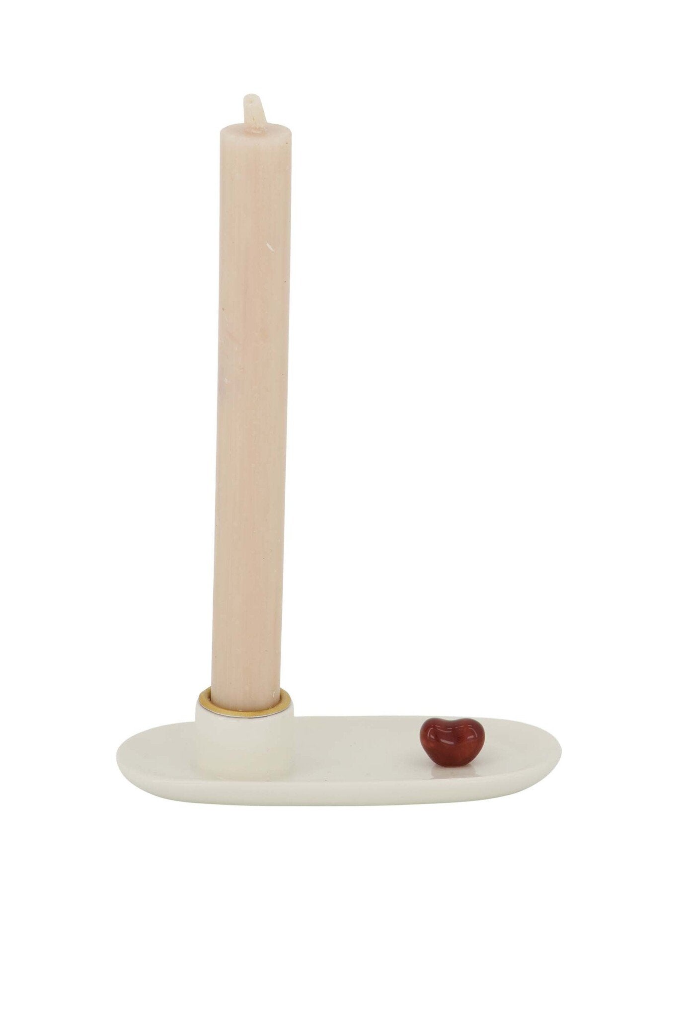 Zusss | Kandelaar keramiek hartje wit/rood