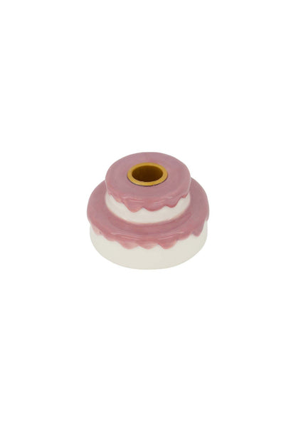 Zusss | Keramik-Kuchenkerzenständer weiß/rosa