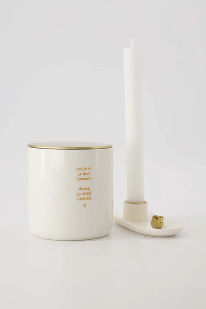 Zusss | Keramik-Kerzenständer Vogel weiß/gold