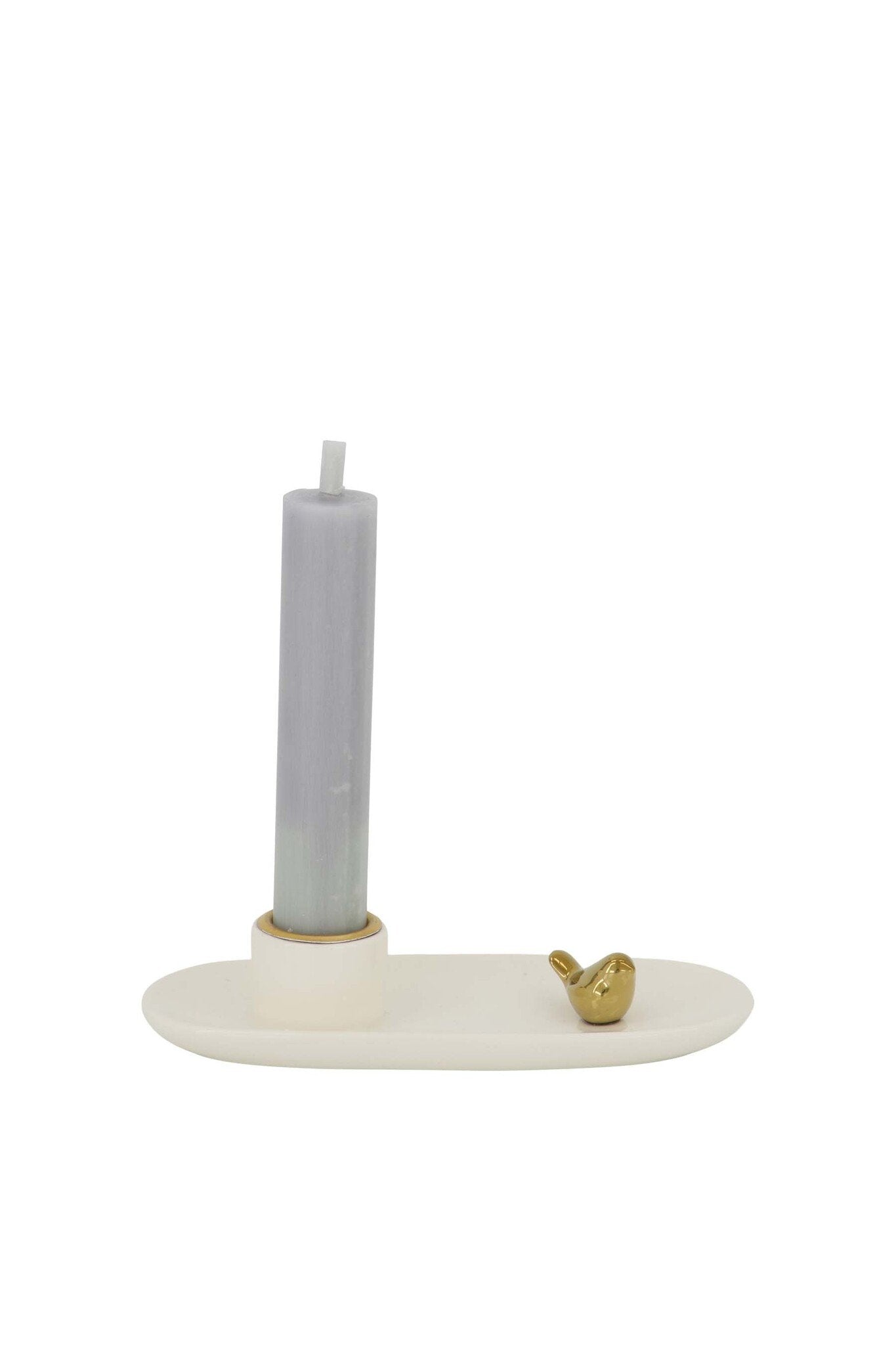 Zusss | Keramik-Kerzenständer Vogel weiß/gold