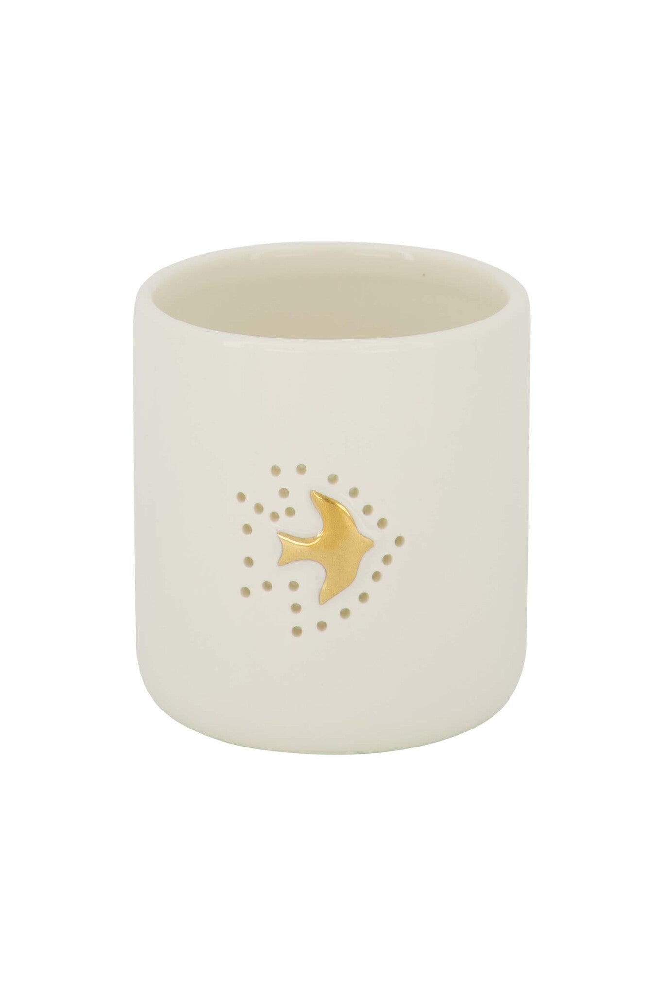 Zusss | Waxinelichthouder keramiek vogeltje wit/goud