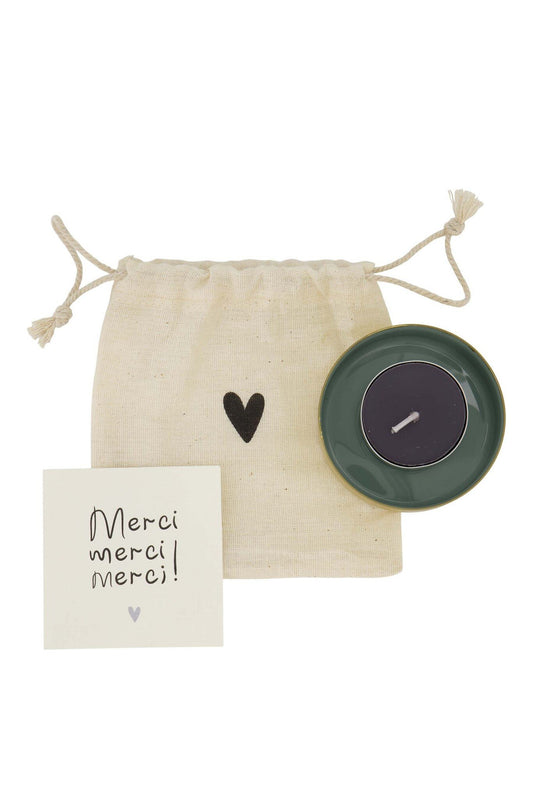 Zusss | Waxinelichthouder metaal in zakje grijsblauw