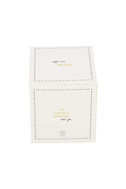 Zusss | Geurkaars keramiek in doosje bedankt wit/grijsblauw