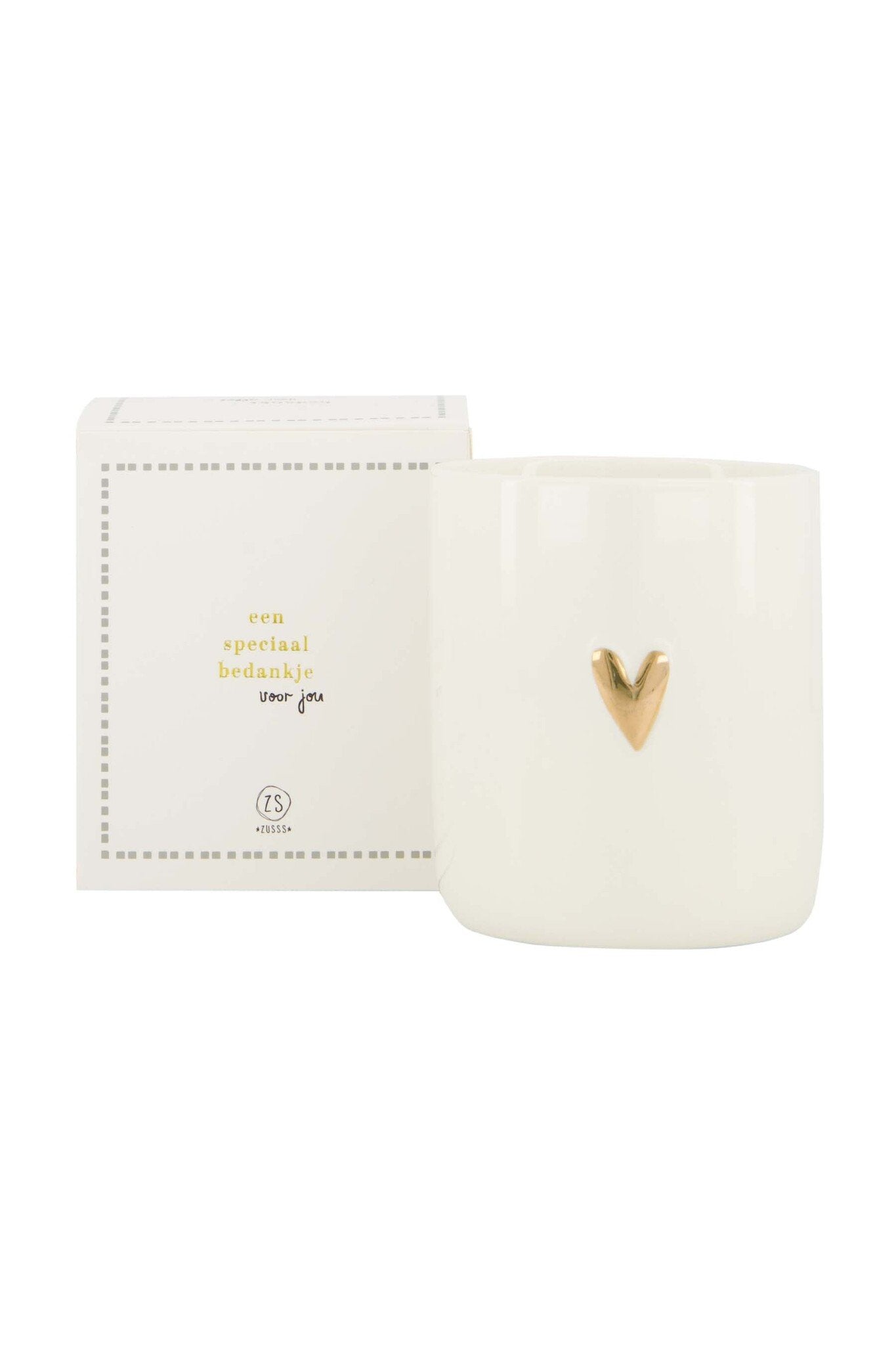 Zusss | Geurkaars keramiek in doosje bedankt wit/grijsblauw