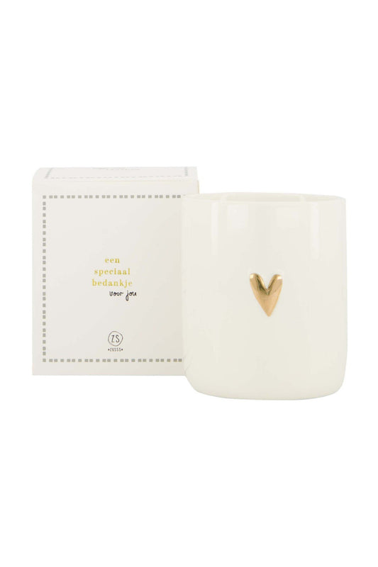 Zusss | Geurkaars keramiek in doosje bedankt wit/grijsblauw