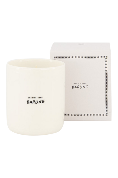 Zusss | Geurkaars keramiek in doosje darling wit/antracietgrijs