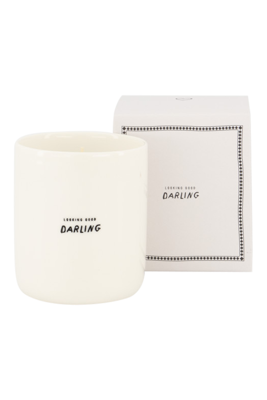 Zusss | Geurkaars keramiek in doosje darling wit/antracietgrijs