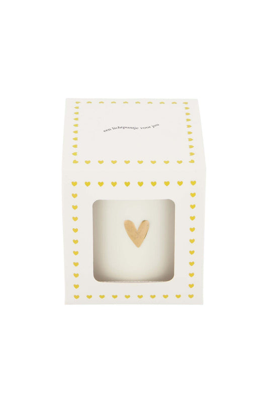Zusss | Geurkaars keramiek in doosje een lichtpuntje hart wit/goud