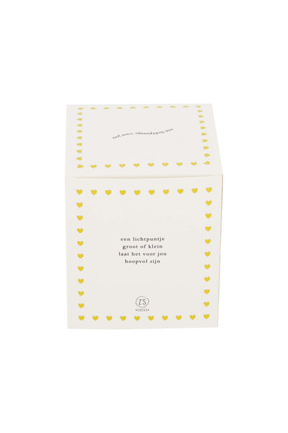 Zusss | Geurkaars keramiek in doosje een lichtpuntje hart wit/goud