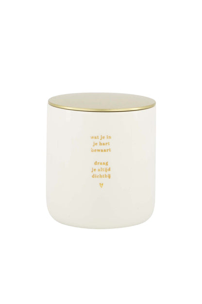 Zusss | Geurkaars keramiek in je hart wit/goud
