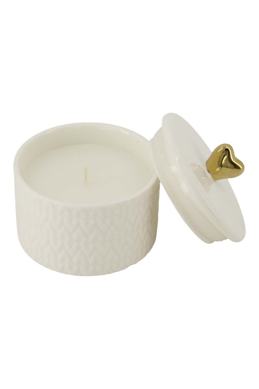 Zusss | Geurkaars keramiek met deksel hartje S wit/goud
